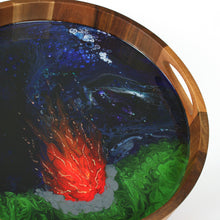 Load image into Gallery viewer, Campfire Series: Firelight - Acrylic and Resin Art Wooden Tray
