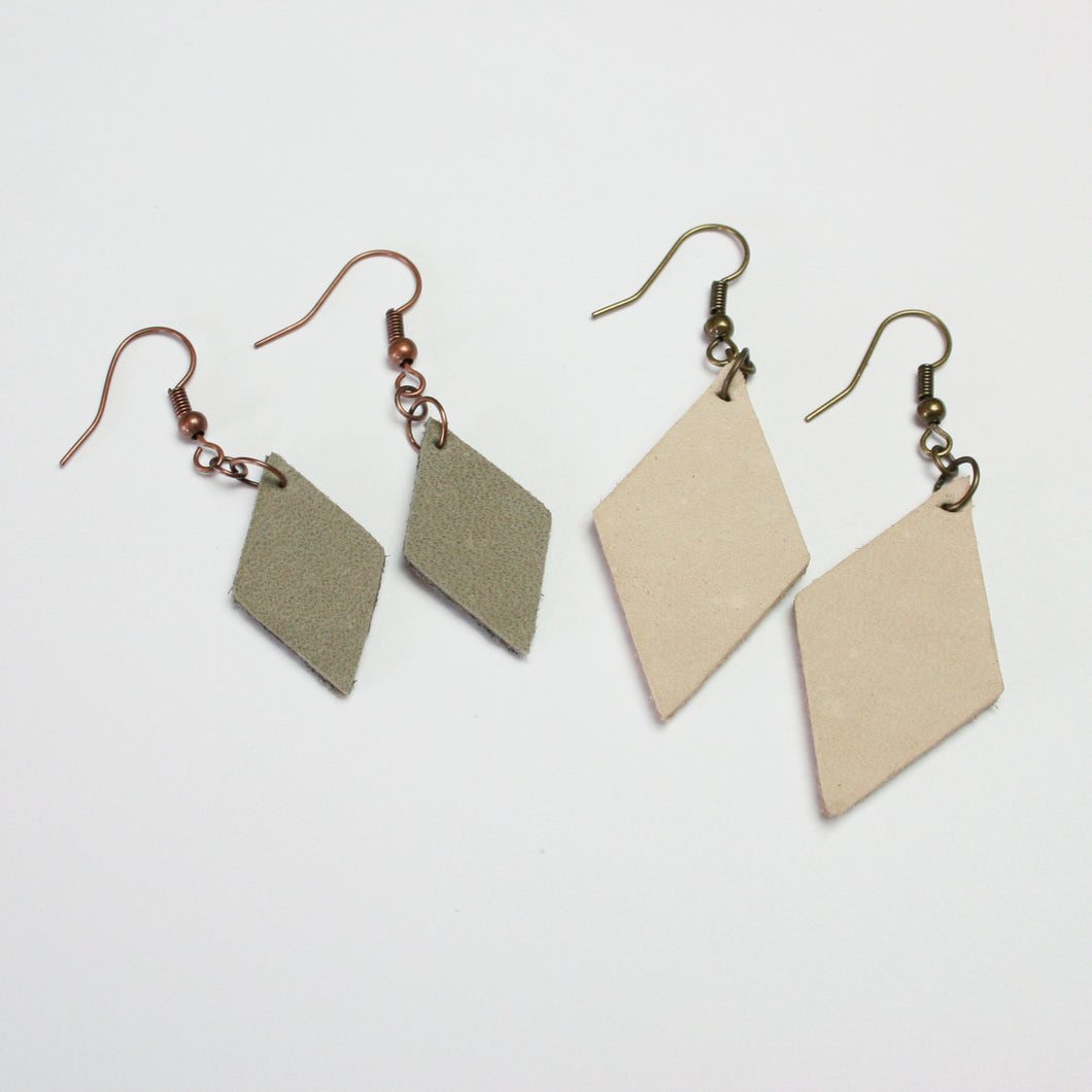 Leather Earrings - Diamond