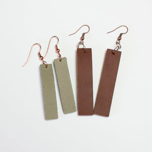 Leather Earrings - Narrow Rectangle