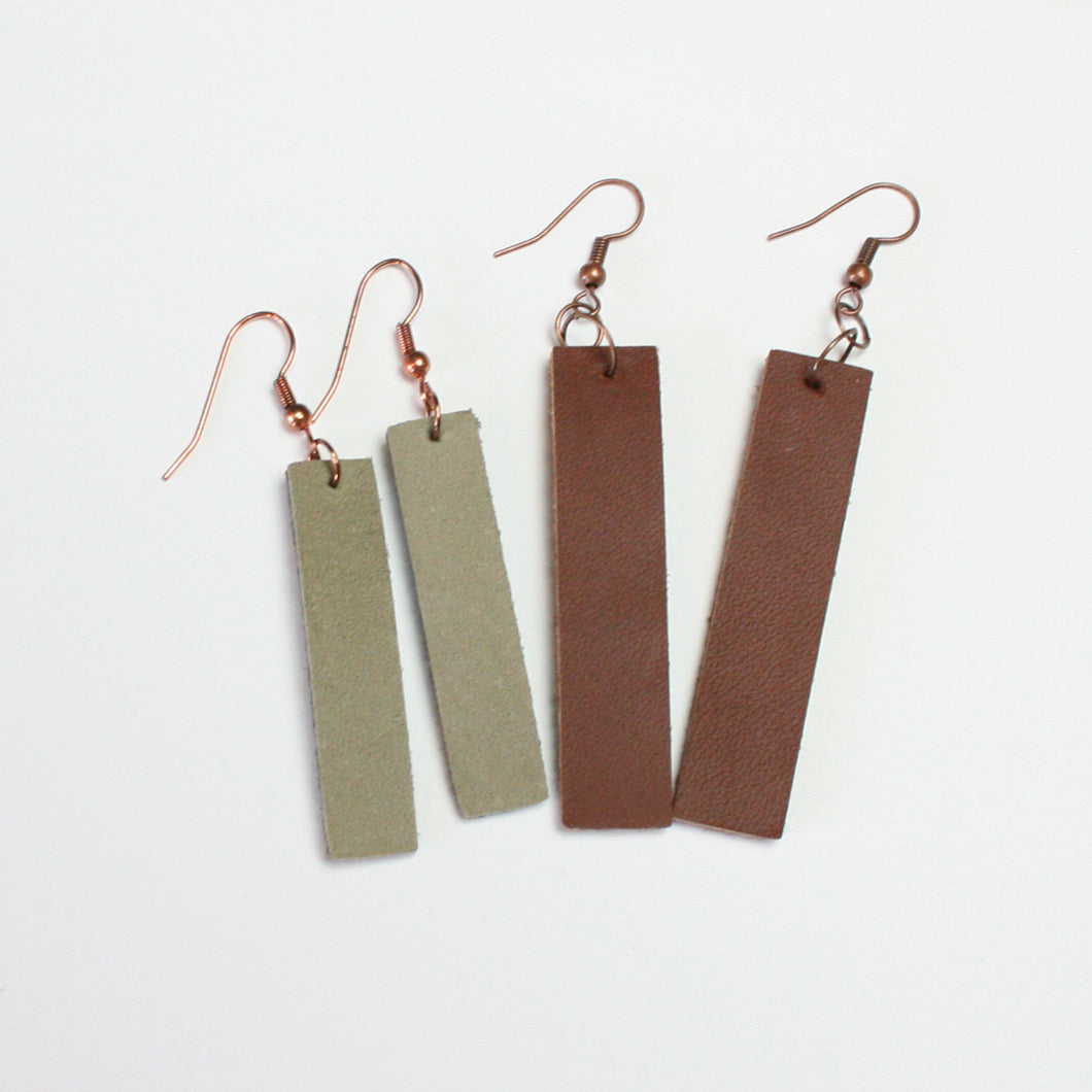 Leather Earrings - Narrow Rectangle