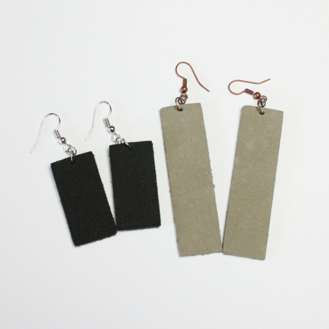 Leather Earrings - Wide Rectangle